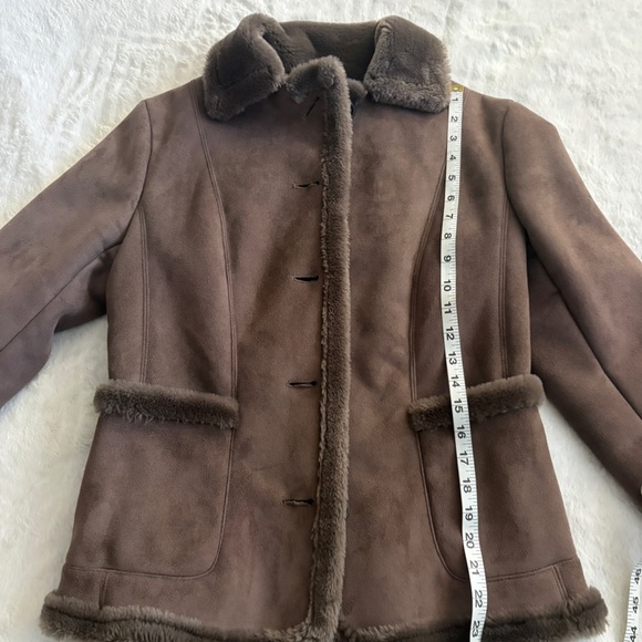 Ann Taylor Brown Teddy Jacket with Faux Fur Trim - Picture 3 of 11